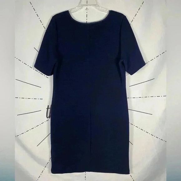 Mario Serrani Italy Navy Blue 1/2 Sleeve Textured Knit Shift Dress - Picture 3 of 5